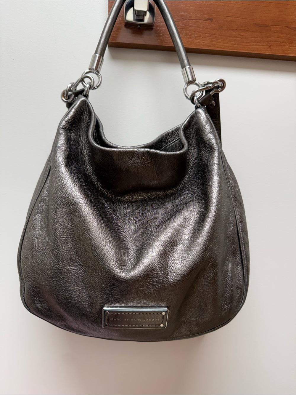 Marc by Marc Jacobs Metallic Pewter Leather Hobo